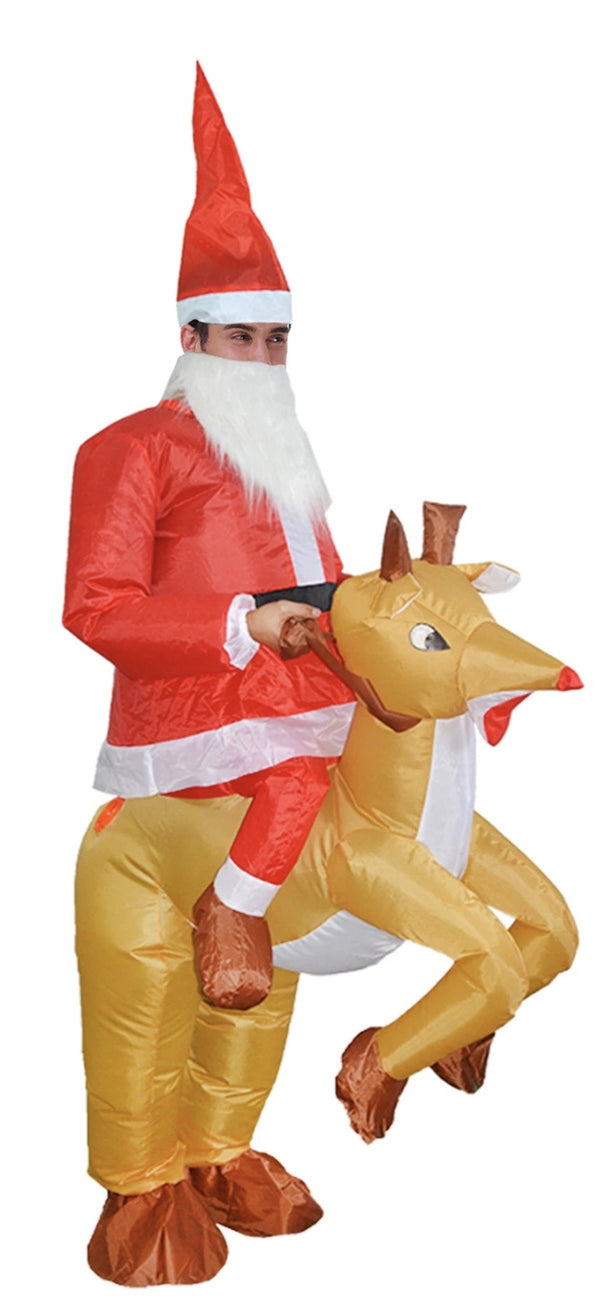 Adult Inflatable Santa on a reindeer Costume